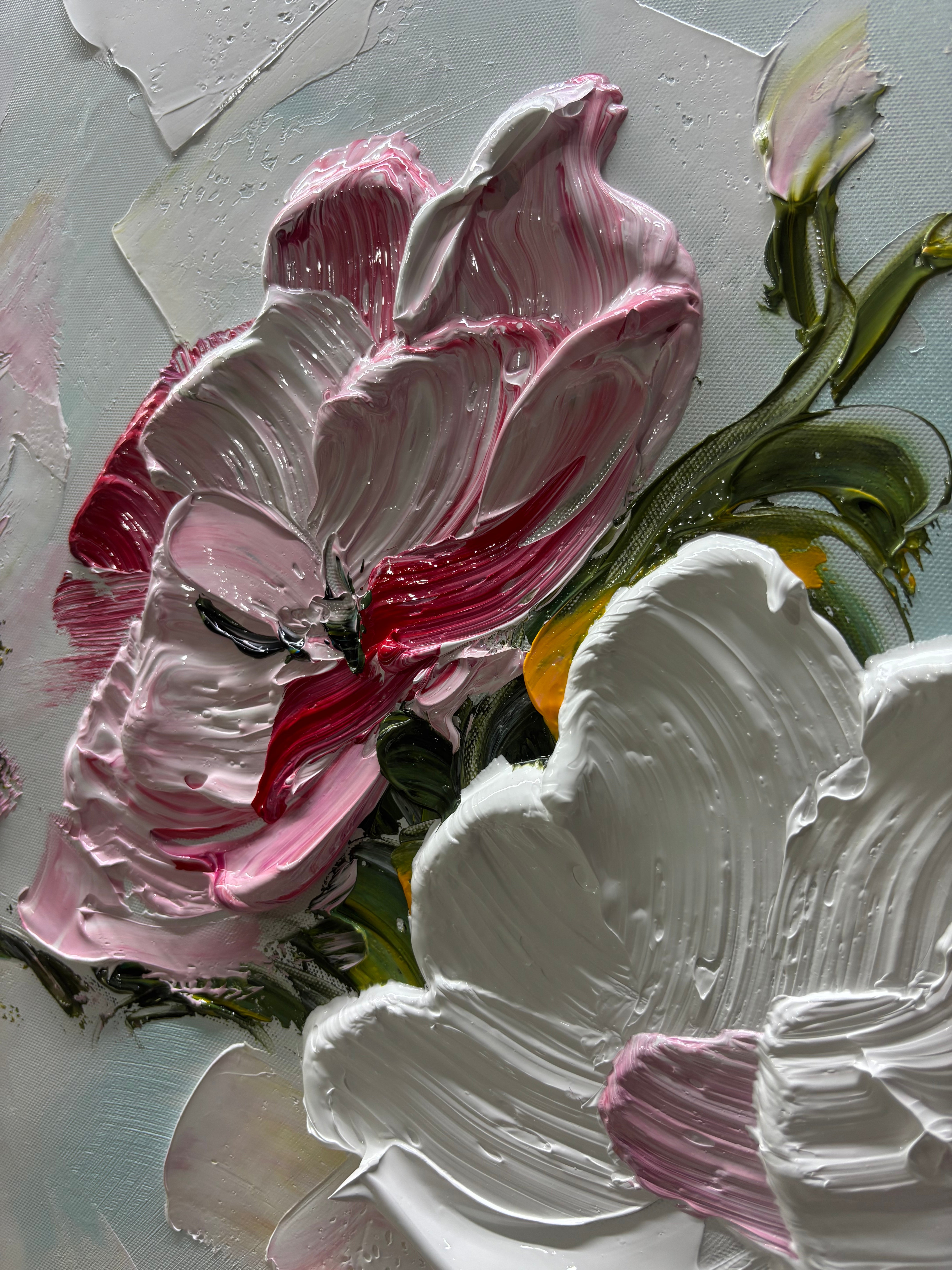 Romantic Textured Flower Painting | Contemporary Floral Wall Art #JJ 101