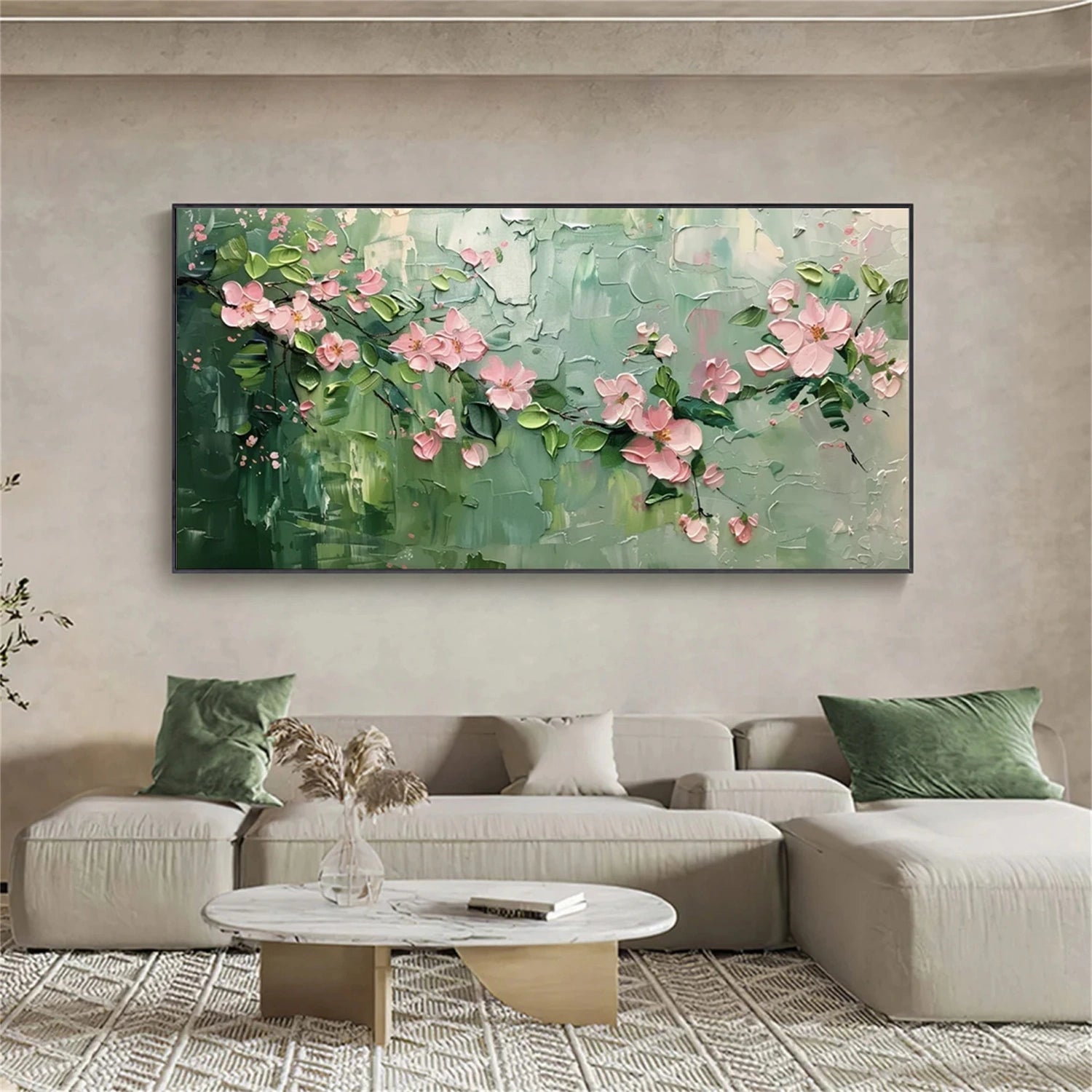 Living Room Wall Decor Floral | Cherry Blossom Oil Painting #JJ 295