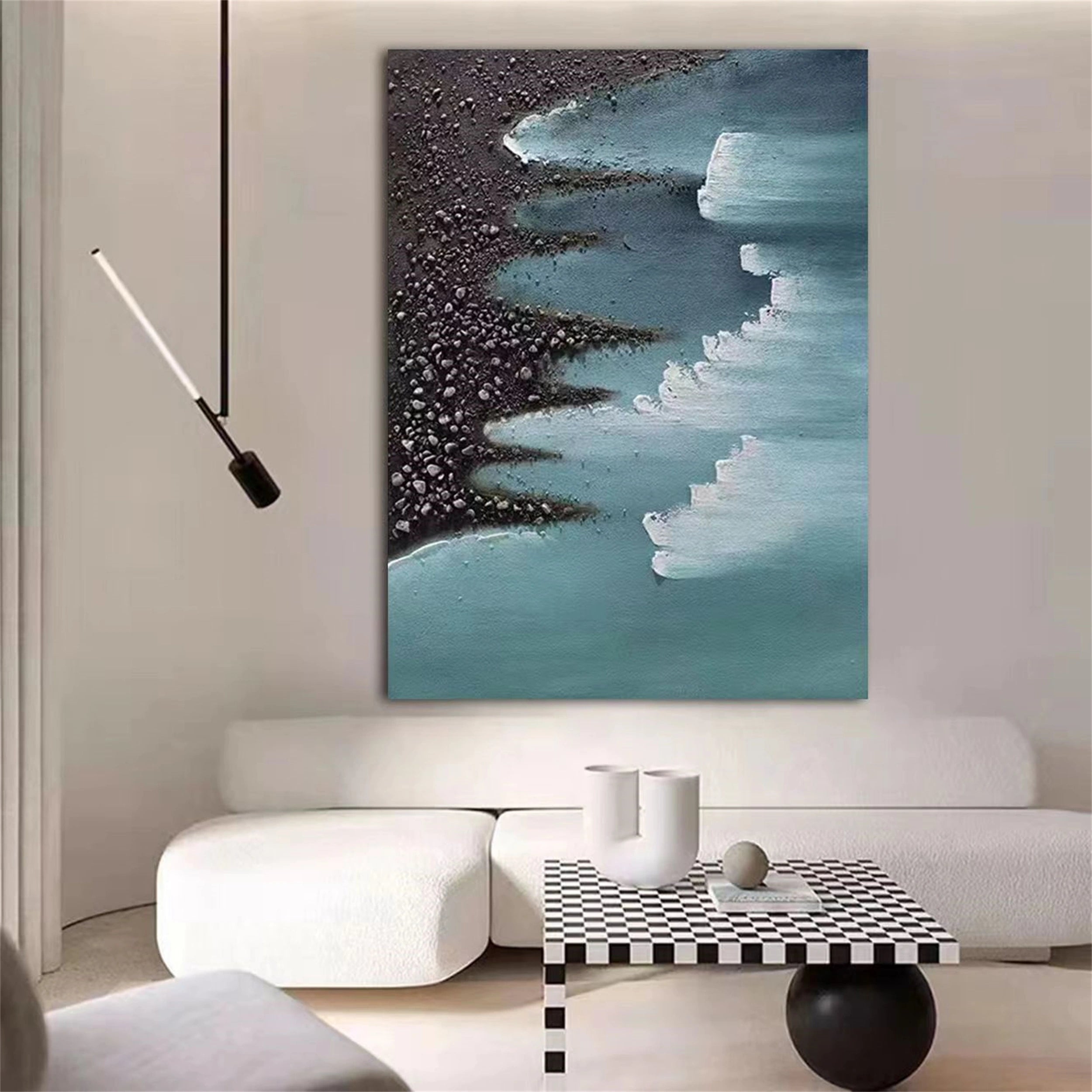 Hand-Painted Ocean Wave Wall Art | Textured Coastal Painting # JJ 149