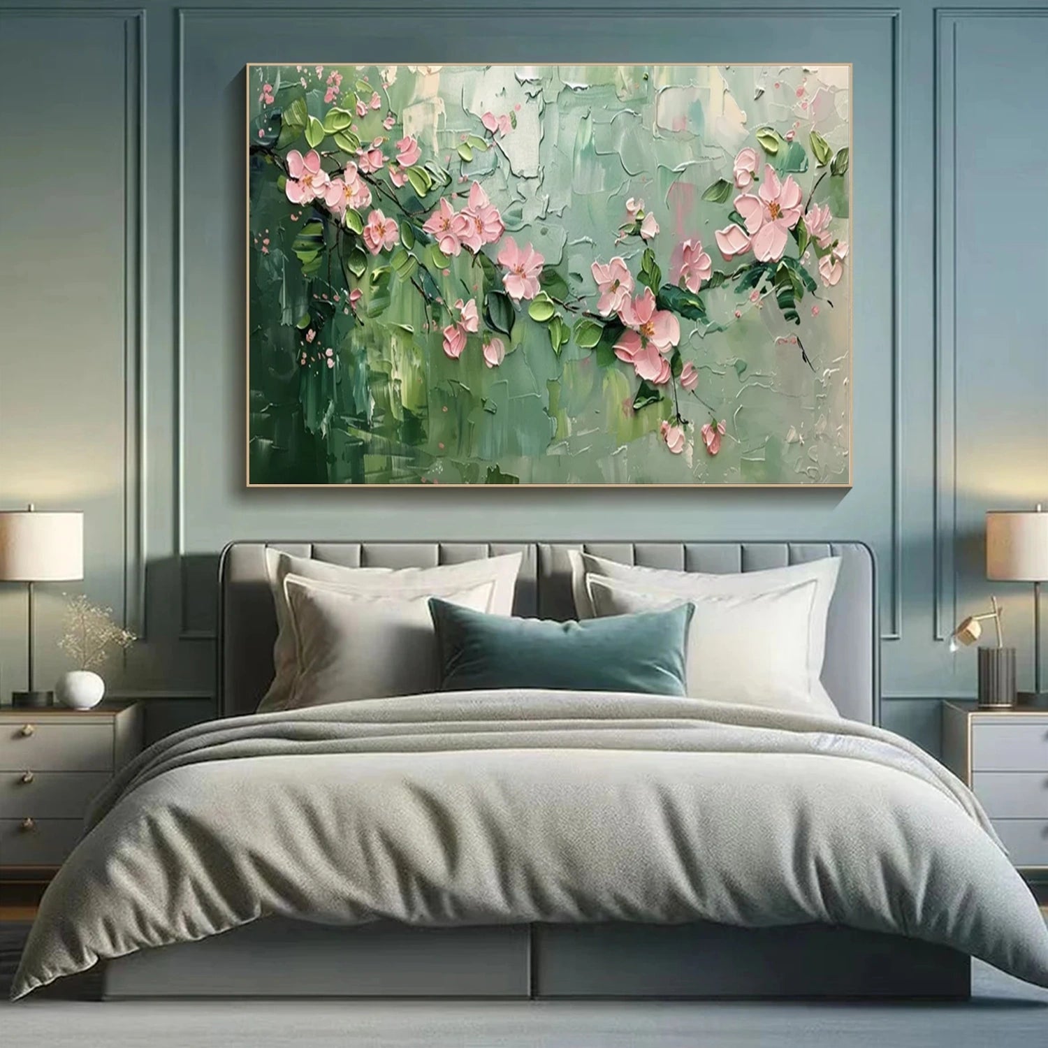 Living Room Wall Decor Floral | Cherry Blossom Oil Painting #JJ 295
