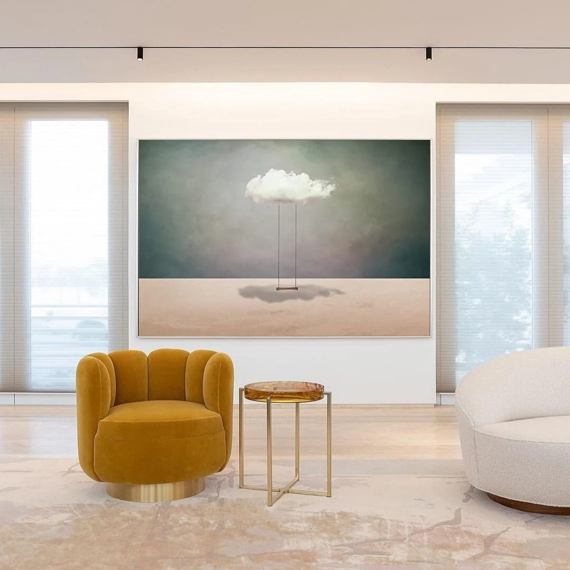 Atmospheric Cloud Art | Minimalist Surreal Painting for modern interiors  #TC 044