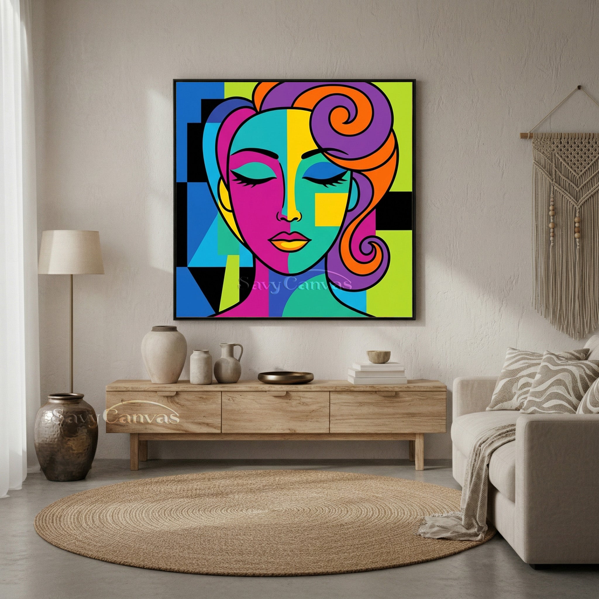 Modern Pop Art Portrait | Colorful Cubist Style Face #AA 492