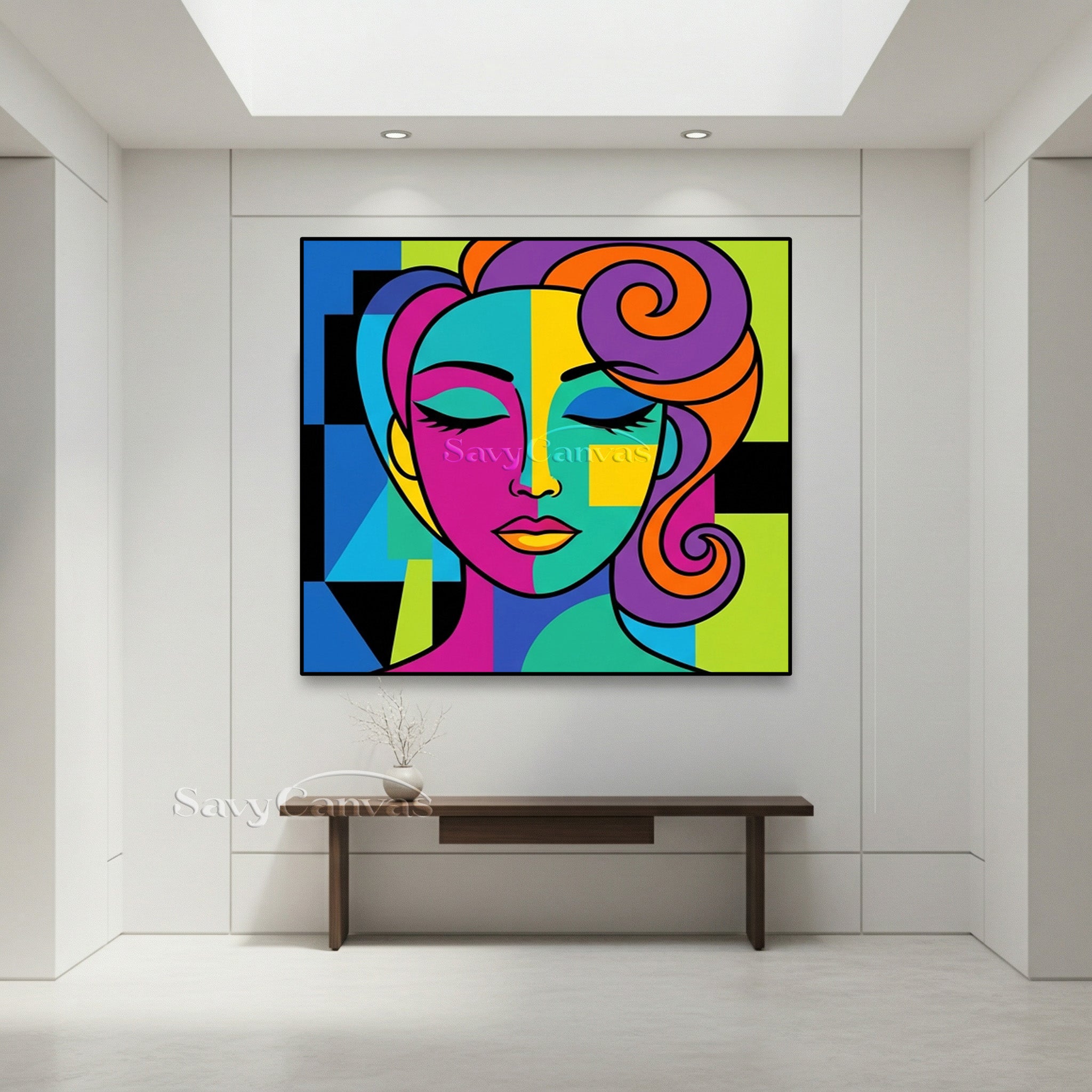 Modern Pop Art Portrait | Colorful Cubist Style Face #AA 492