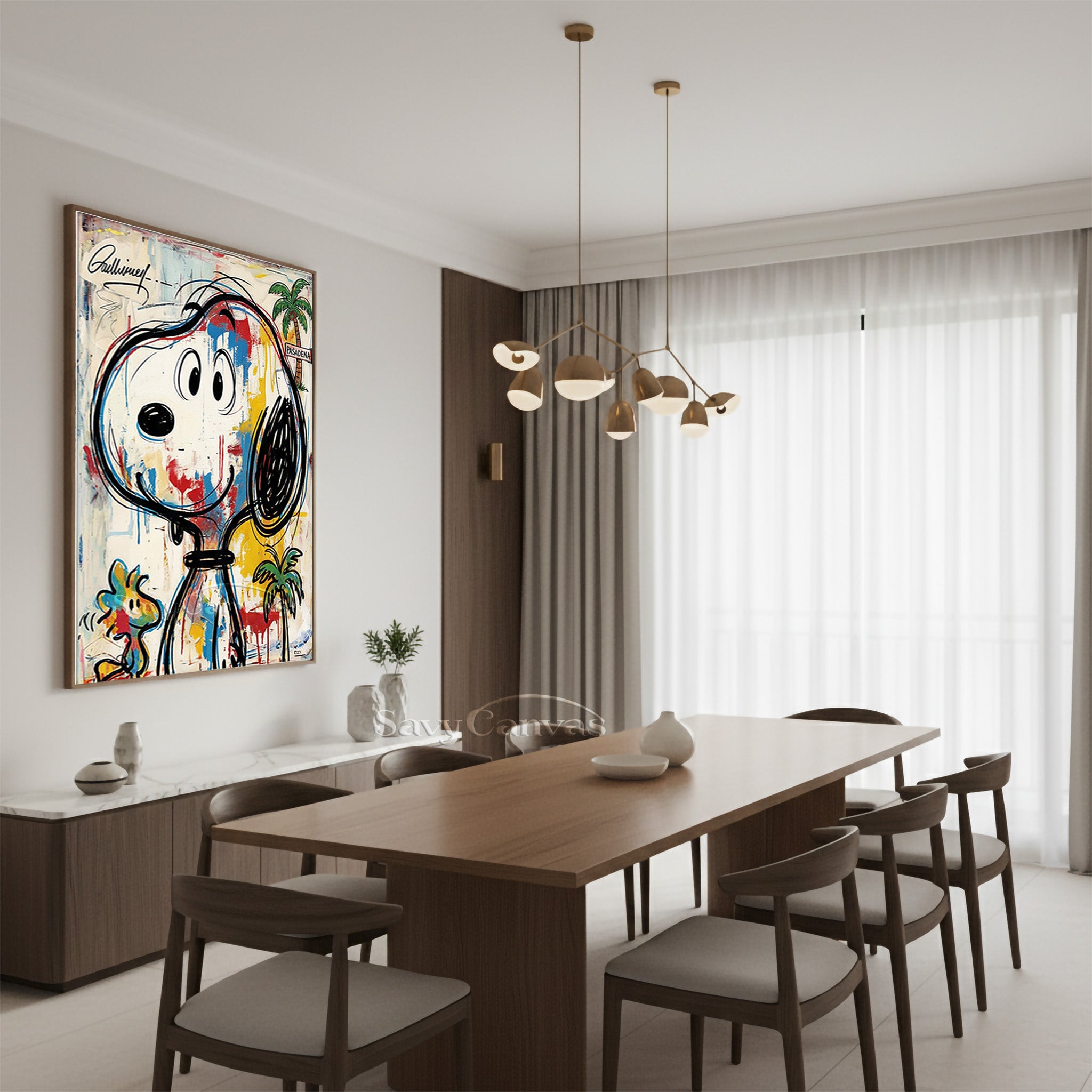 California Style Snoopy Graffiti Painting | Modern Urban Wall Art #SS 066