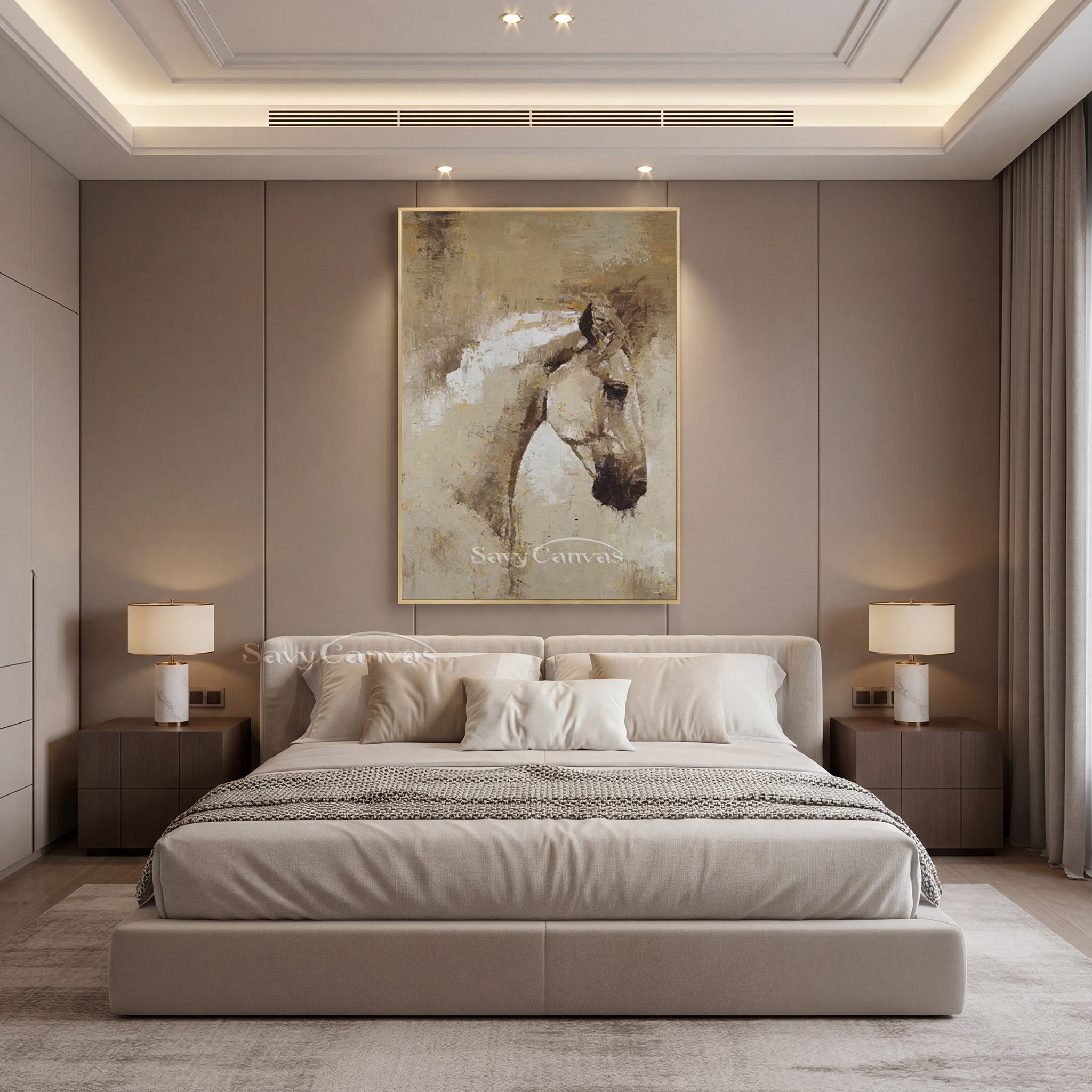 Minimalist Horse Head Oil Painting - Handmade Textured Wall Decor #SS 009