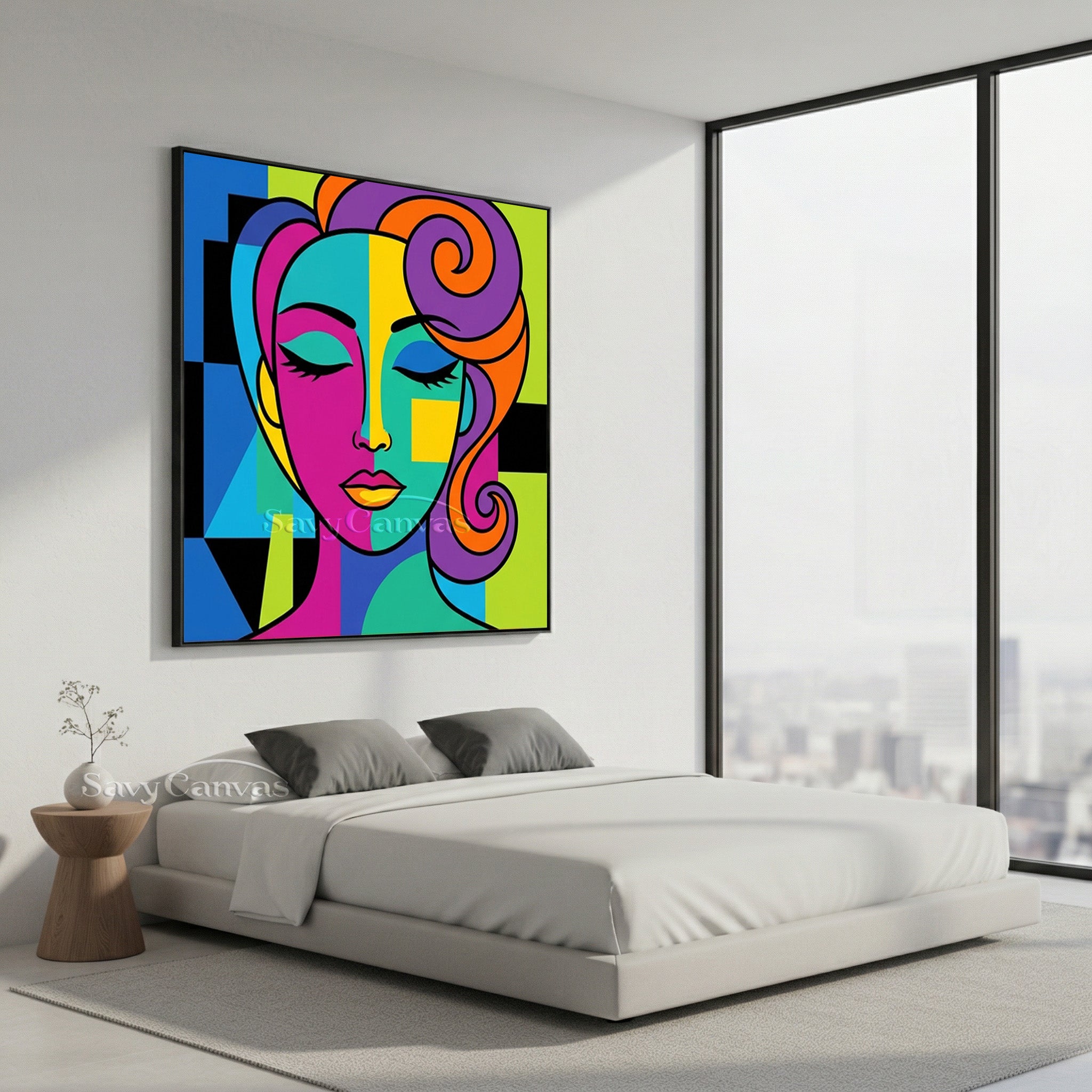 Modern Pop Art Portrait | Colorful Cubist Style Face #AA 492