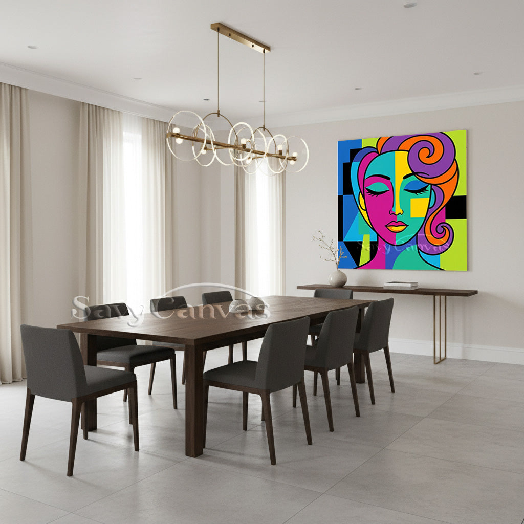 Modern Pop Art Portrait | Colorful Cubist Style Face #AA 492