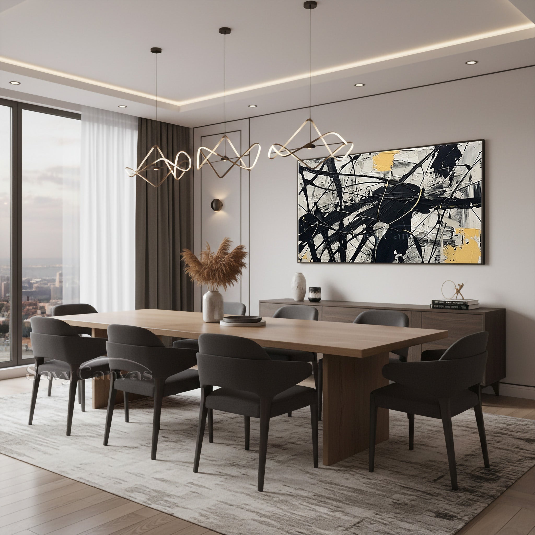 Vibrant Yellow Abstract Drip Painting | Energetic Modern Home Art #JJ 465