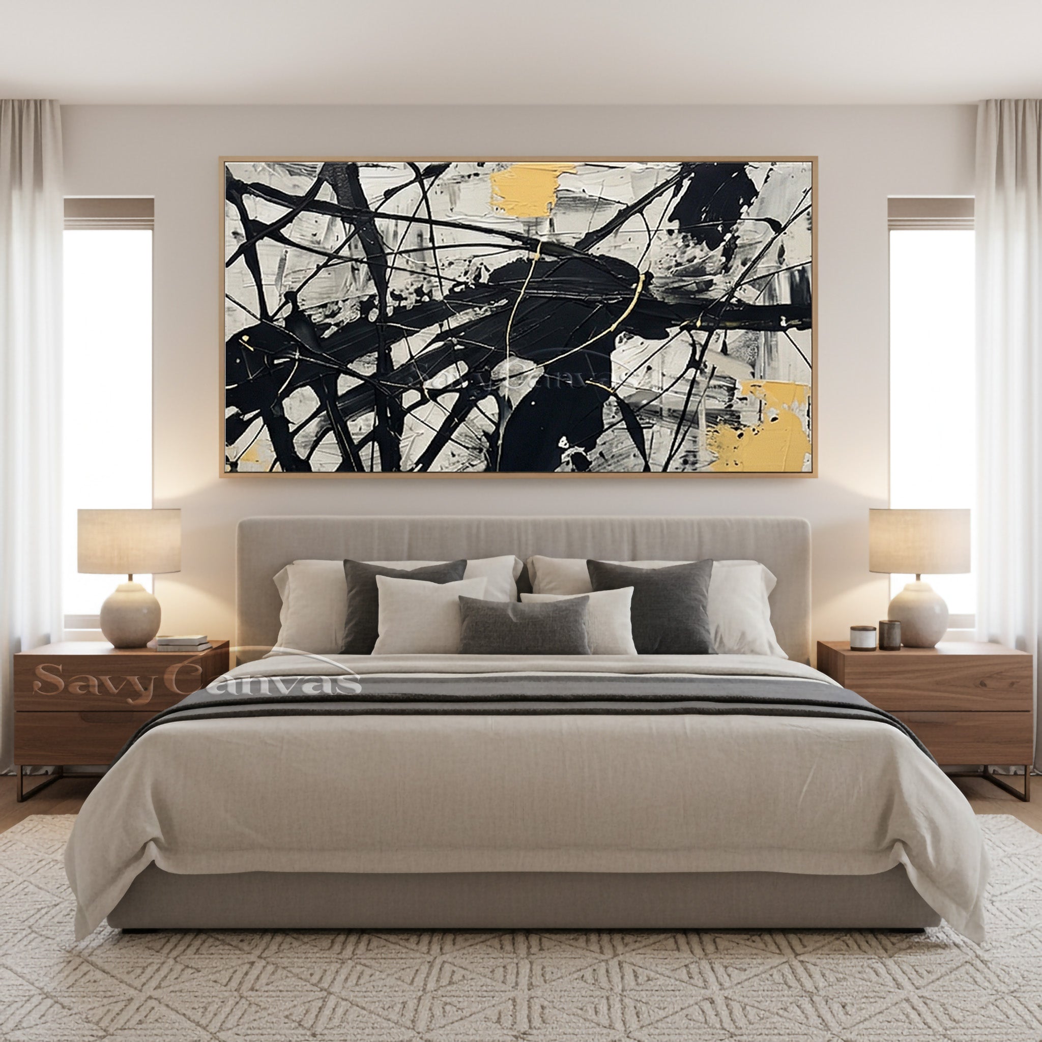 Vibrant Yellow Abstract Drip Painting | Energetic Modern Home Art #JJ 465