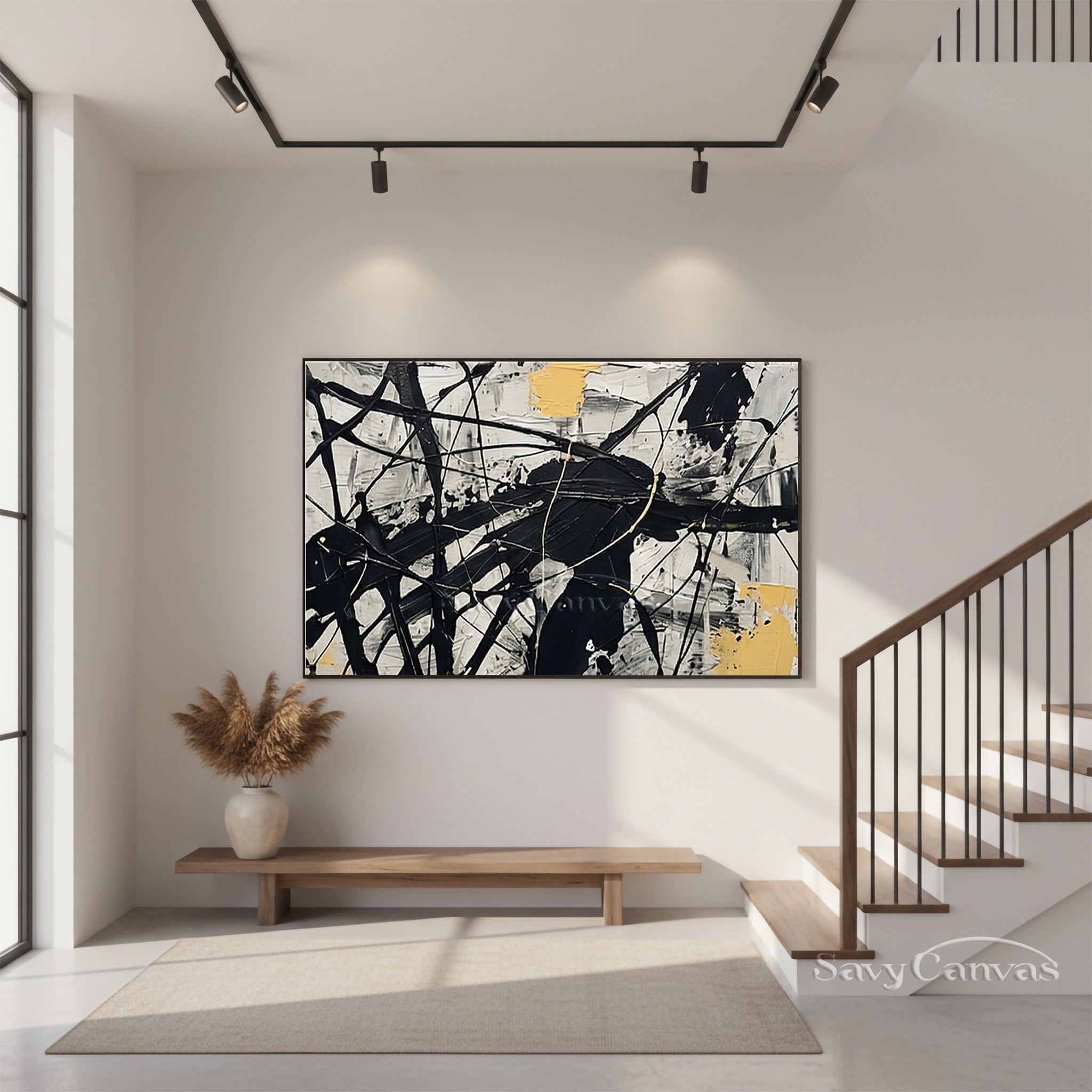 Vibrant Yellow Abstract Drip Painting | Energetic Modern Home Art #JJ 465