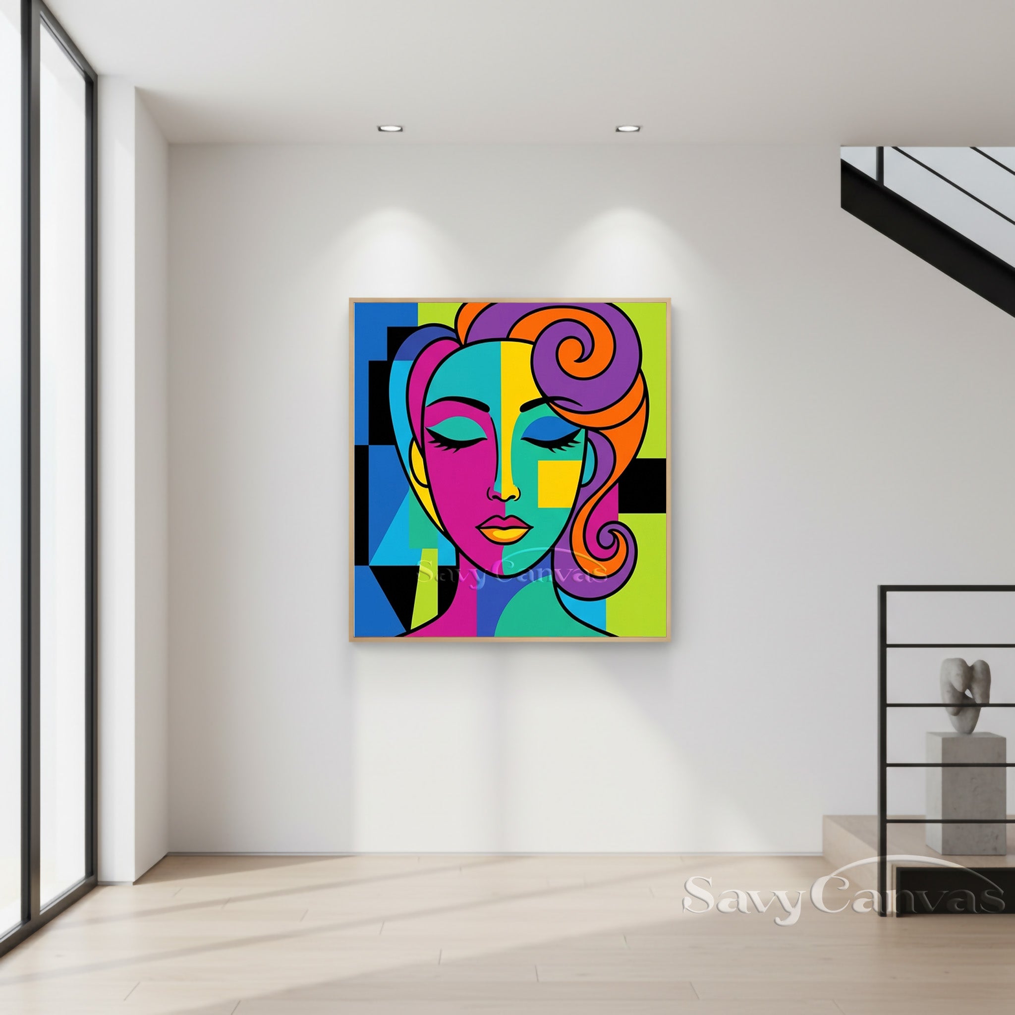 Modern Pop Art Portrait | Colorful Cubist Style Face #AA 492