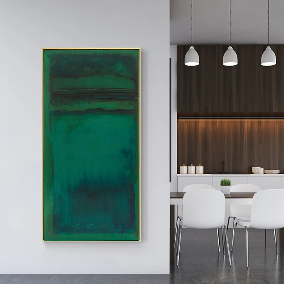 Abstract Green Teal Oil Painting Modern Wall Art #TC 082