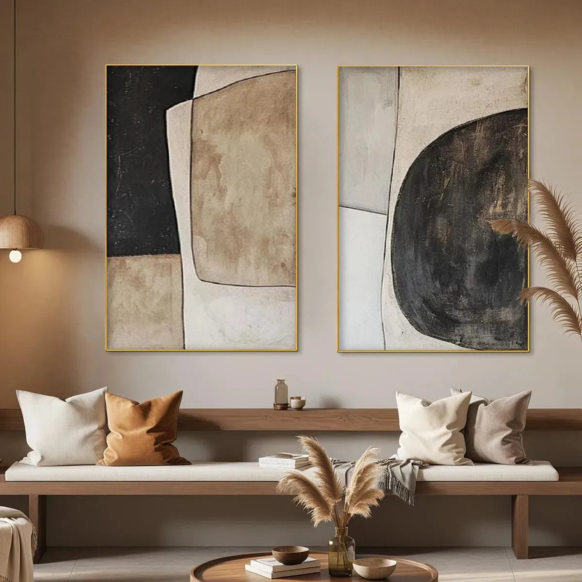 Wabi-Sabi Abstract Painting Set | Japandi Style Wall Art