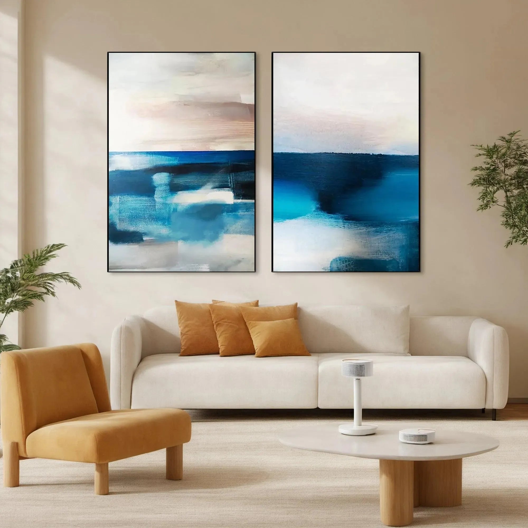 Blue Abstract Seascape Set | Modern Ocean Paintings #AA 294