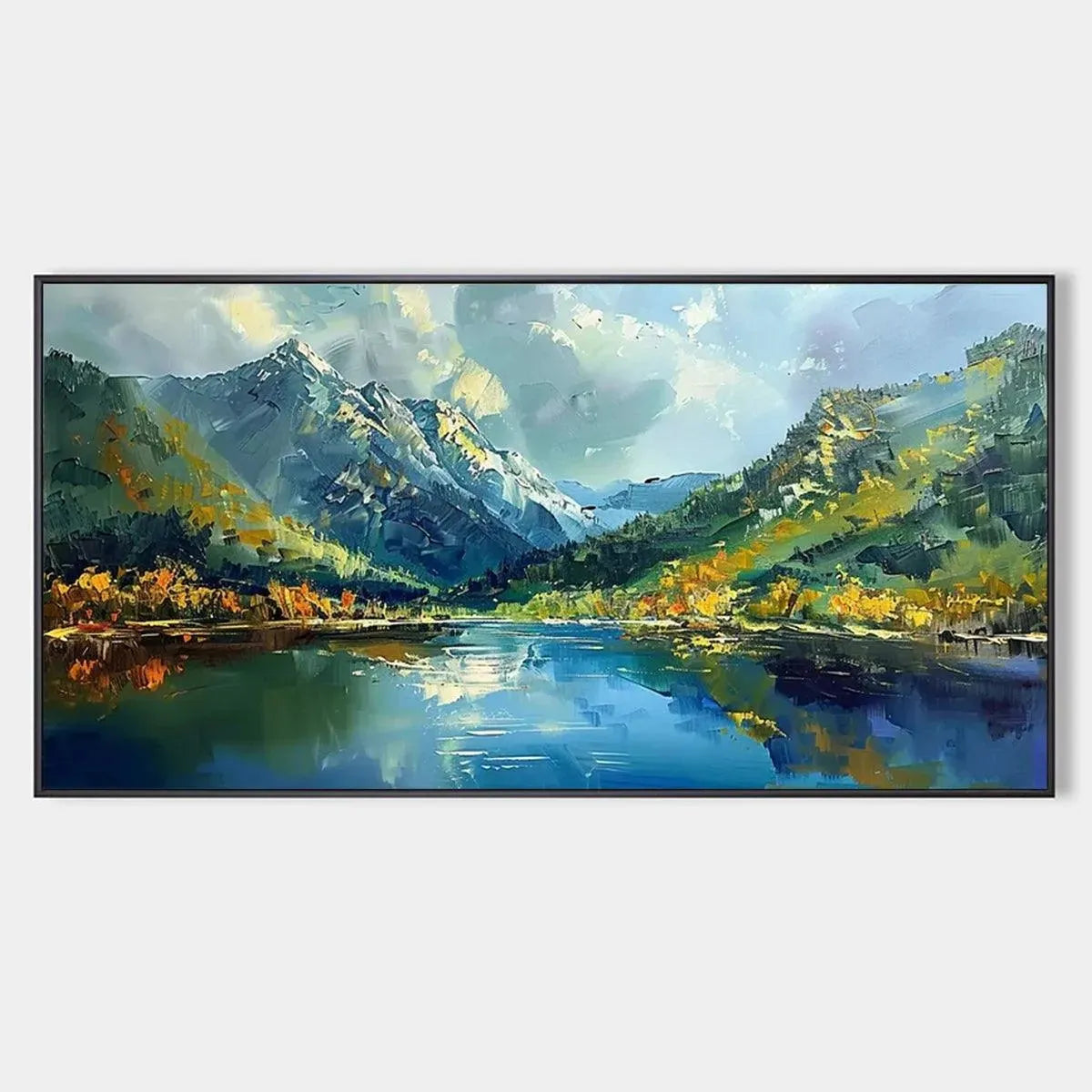 Large Landscape Painting | Mountain and Lake Canvas Art #TC 242