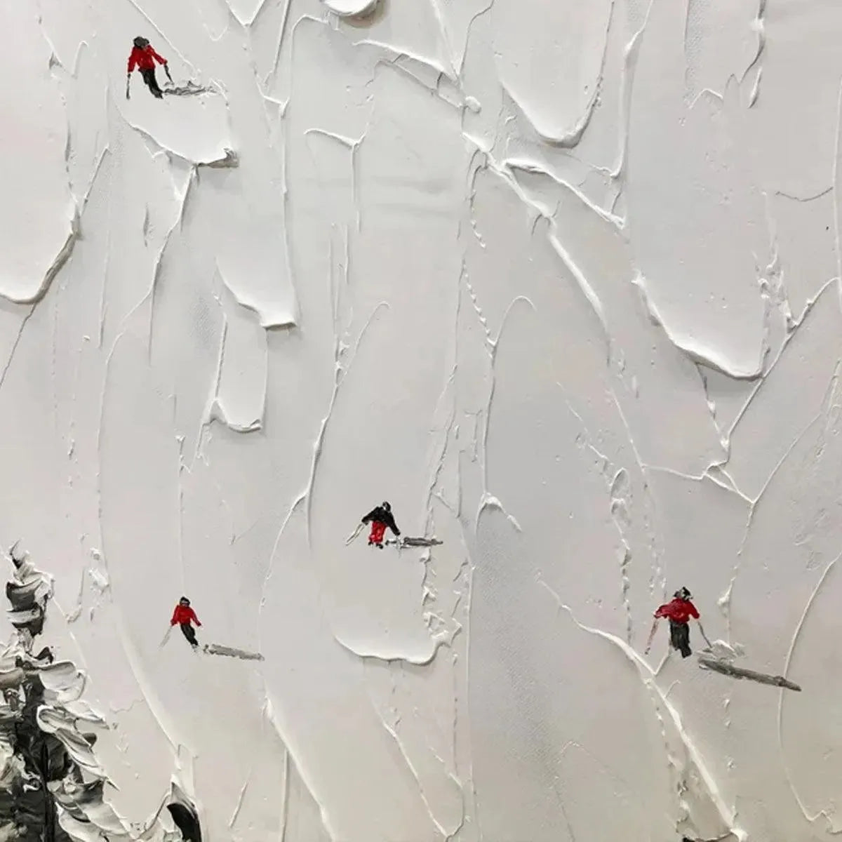Textured 3D Ski Painting | Minimalist Impasto Wall Art #AA 219