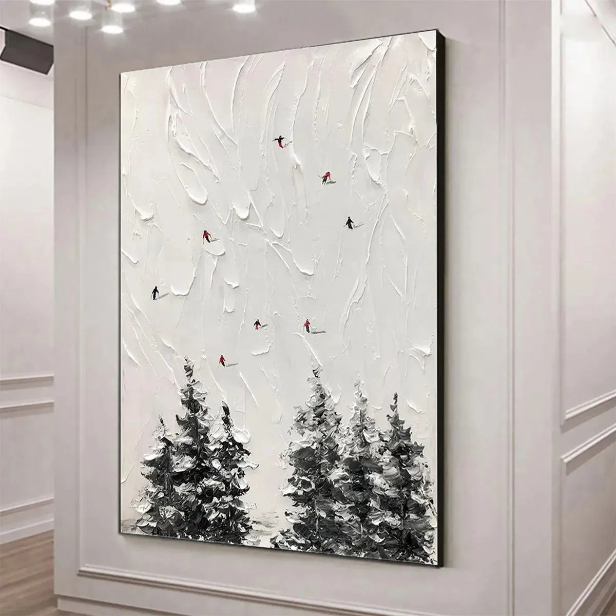Textured 3D Ski Painting | Minimalist Impasto Wall Art #AA 219