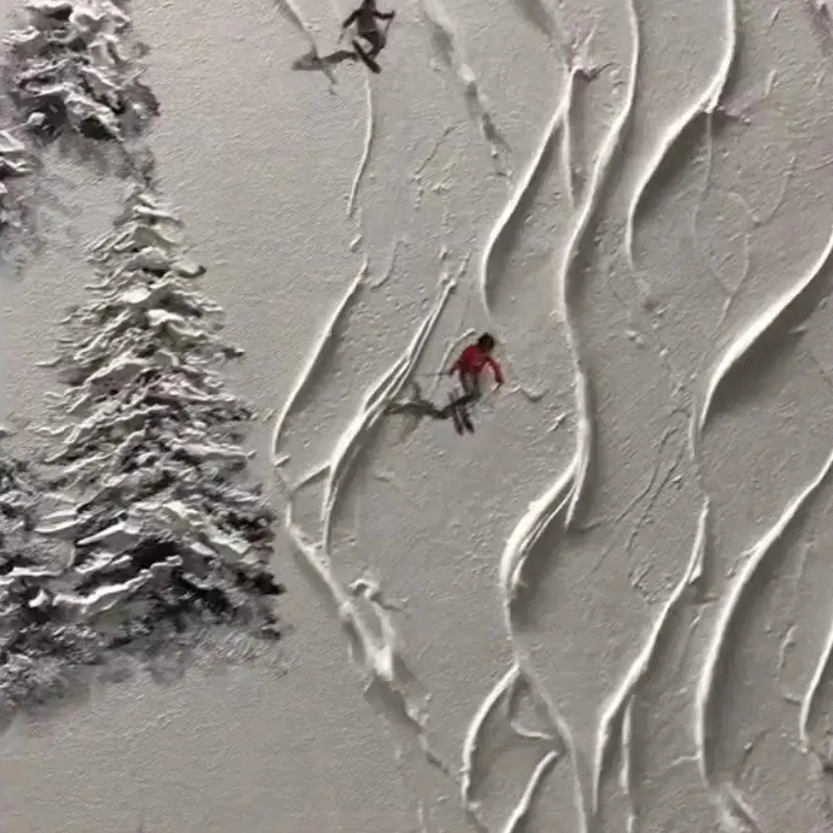 Colorful Skiers on White Snow | Vertical 3D Textured Painting #AA 222