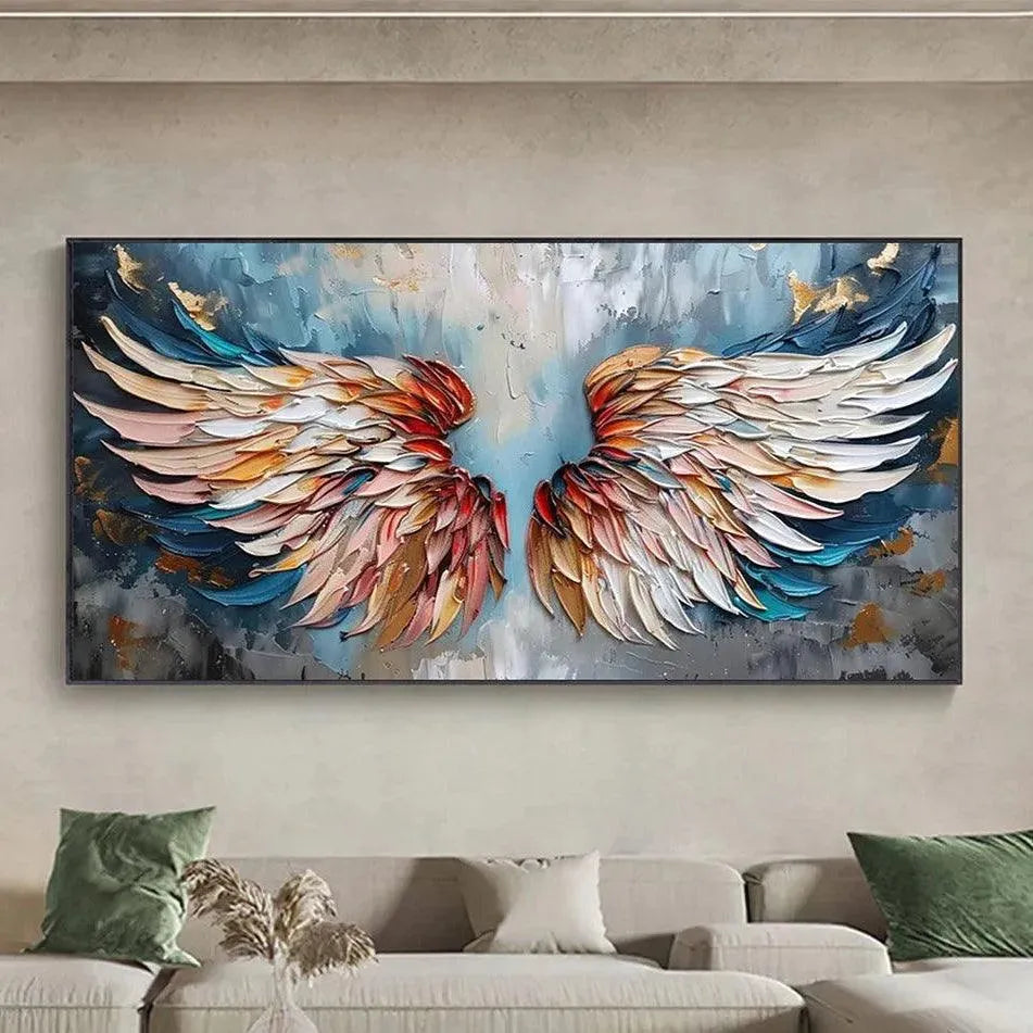 Colorful Angel Wings Painting | Spiritual & Uplifting Wall Art