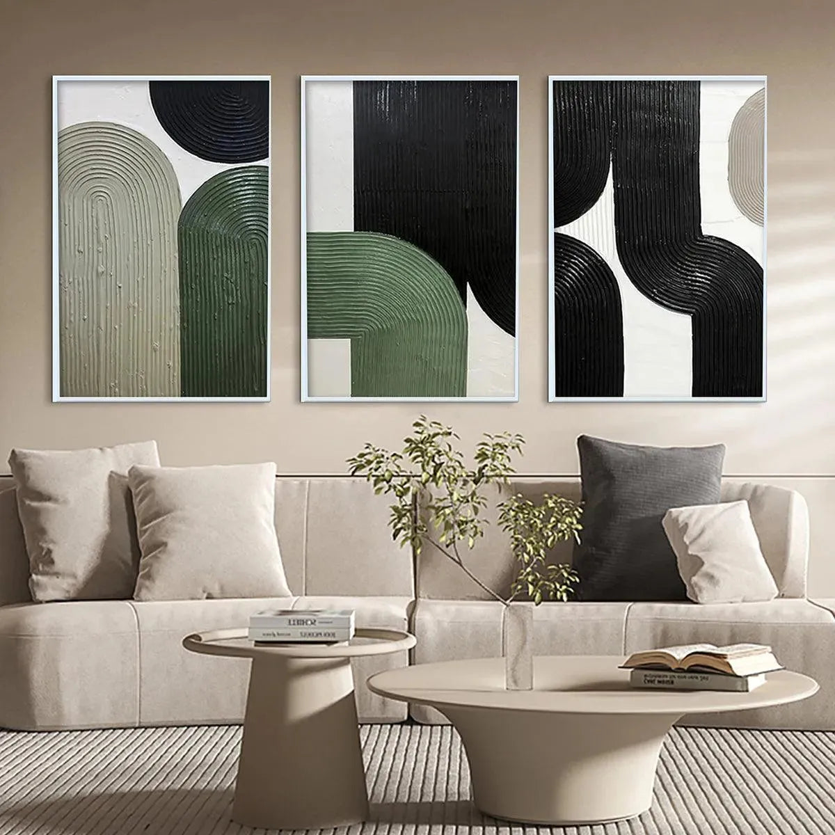 Textured 3D Abstract Triptych | Set of 3 Wall Art #AA 188