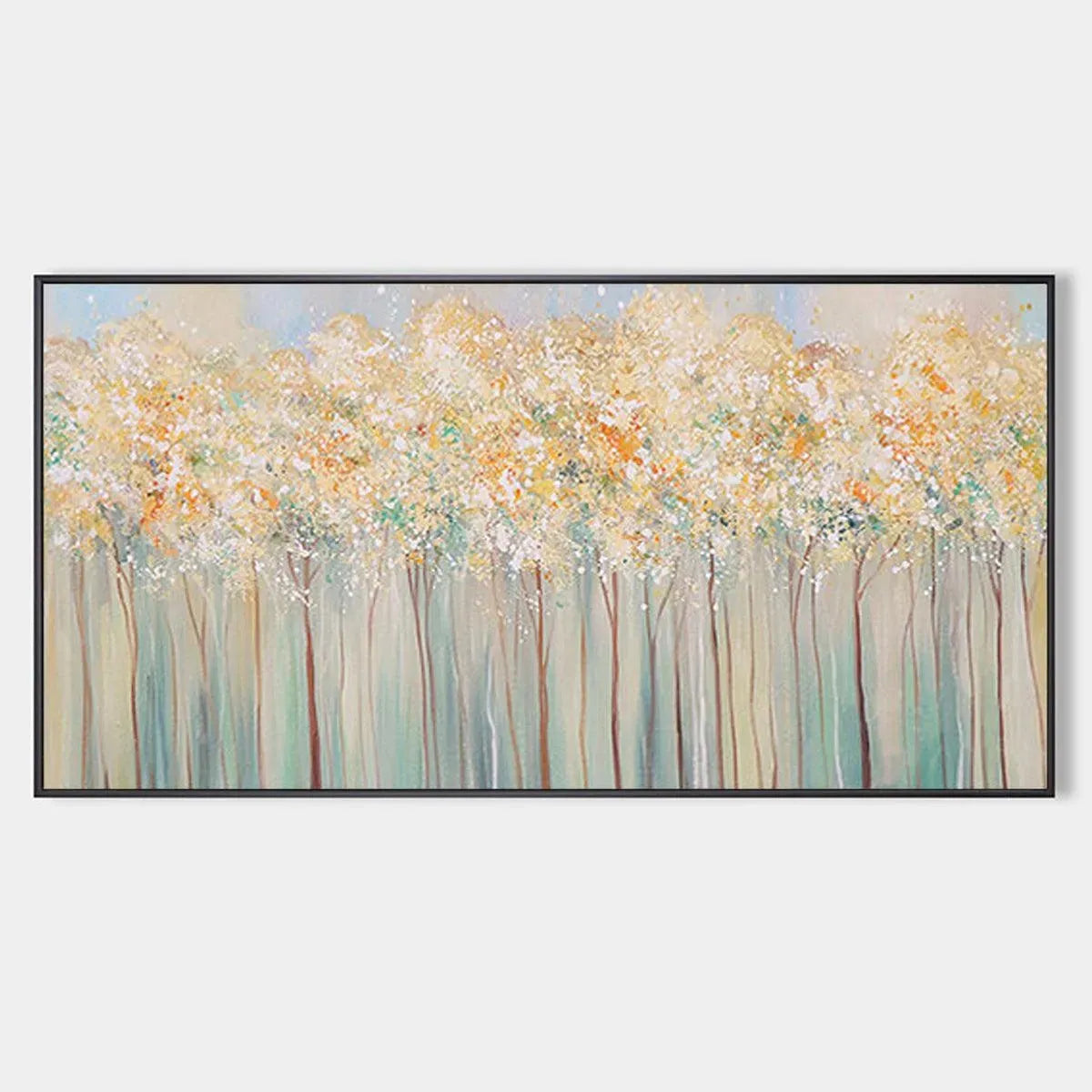 Modern Forest Painting | Yellow and Grey Abstract Wall Art #TC 241