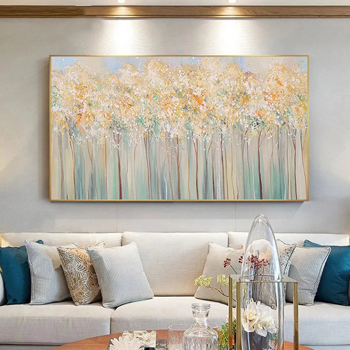 Large Abstract Aspen Tree Forest Oil Painting on Canvas