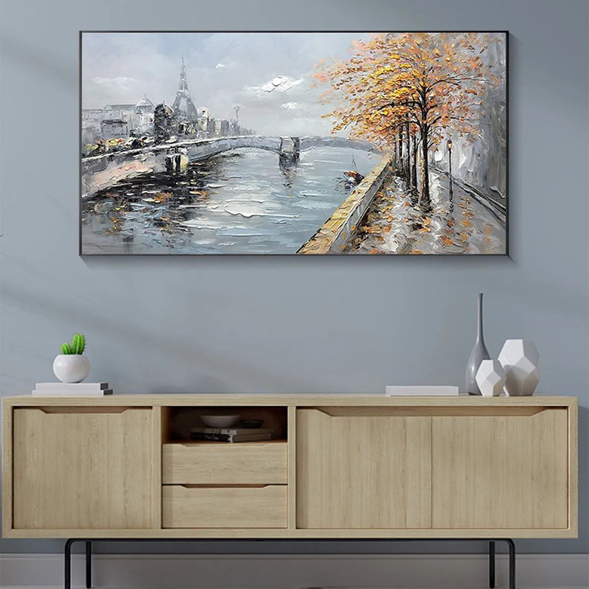 Paris in Autumn Painting | Textured Cityscape on the Seine #AA 077