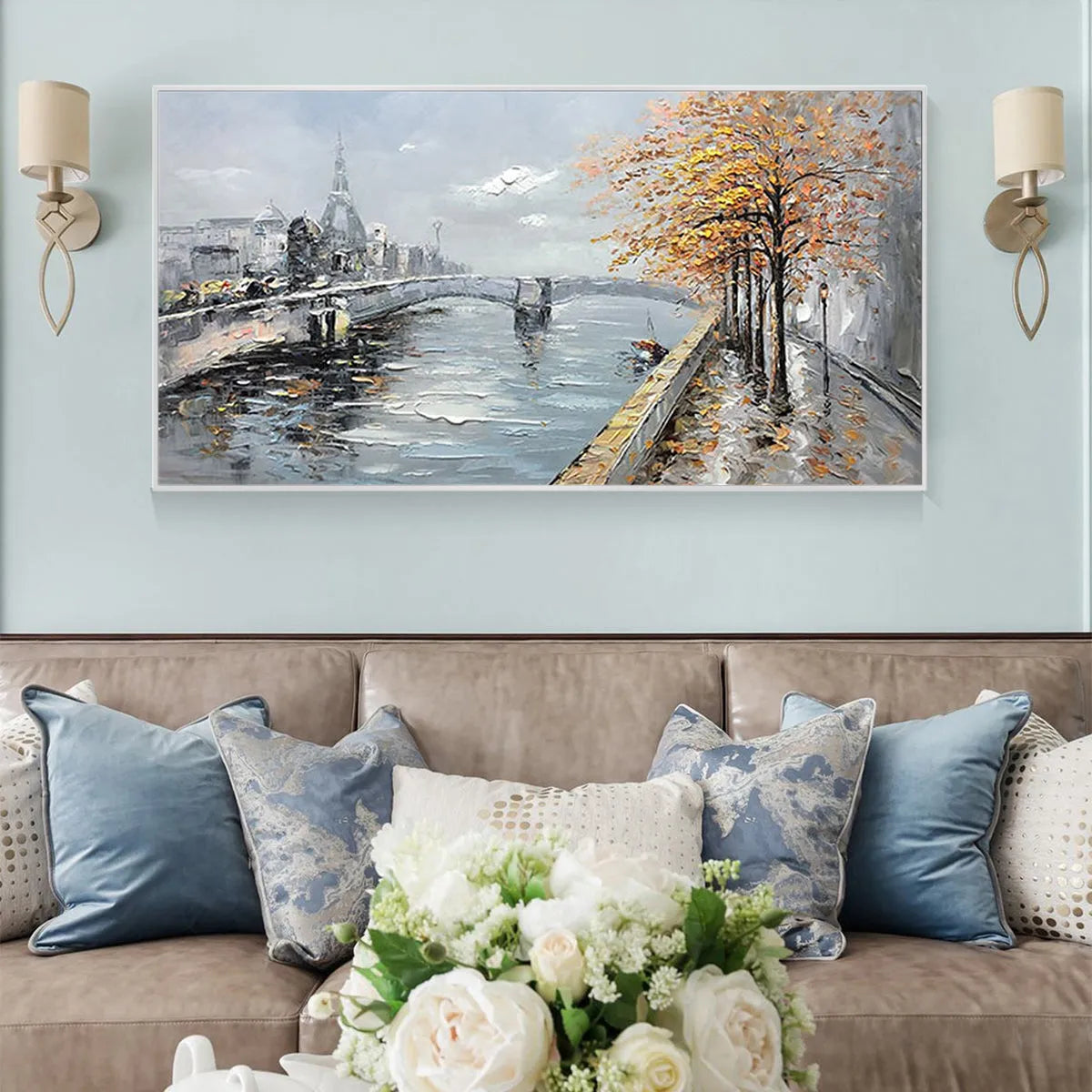 Paris in Autumn Painting | Textured Cityscape on the Seine #AA 077