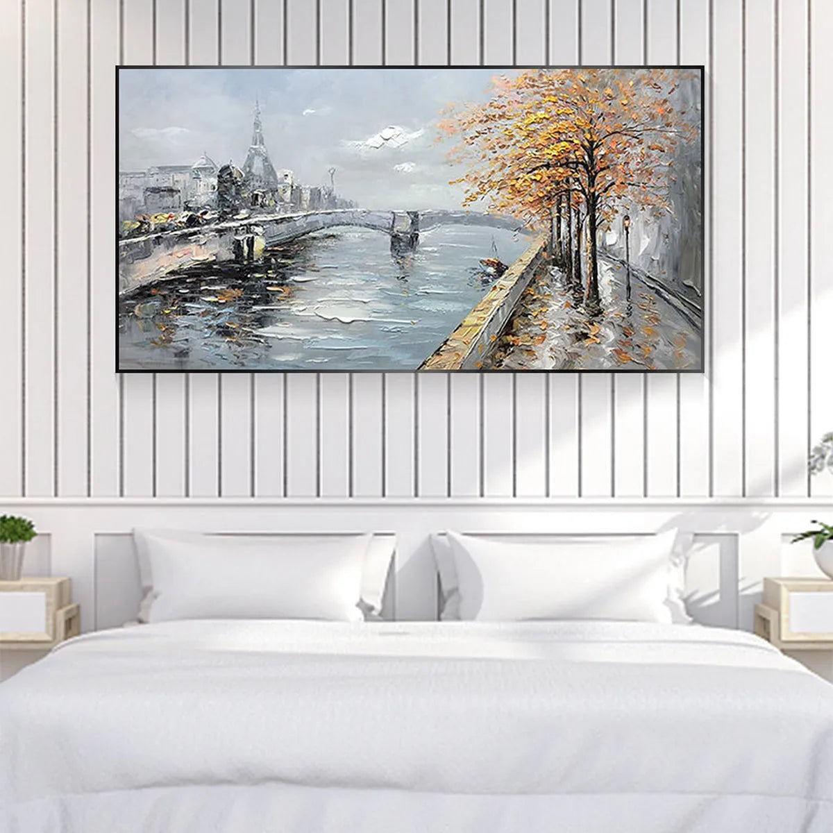 Paris in Autumn Painting | Textured Cityscape on the Seine #AA 077