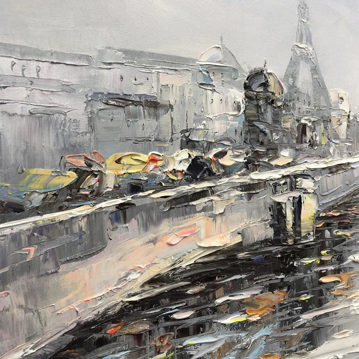 Paris in Autumn Painting | Textured Cityscape on the Seine #AA 077