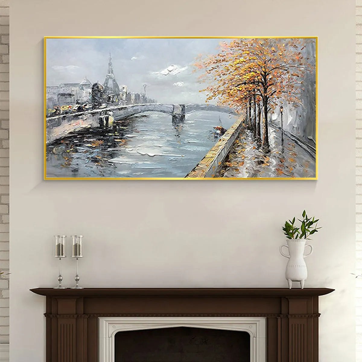 Paris in Autumn Painting | Textured Cityscape on the Seine #AA 077