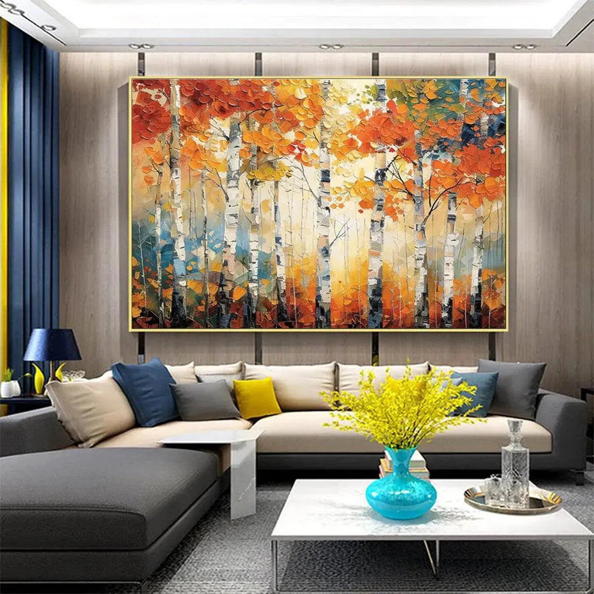 Hand-Painted Forest Landscape on Canvas | Autumn Wall Decor