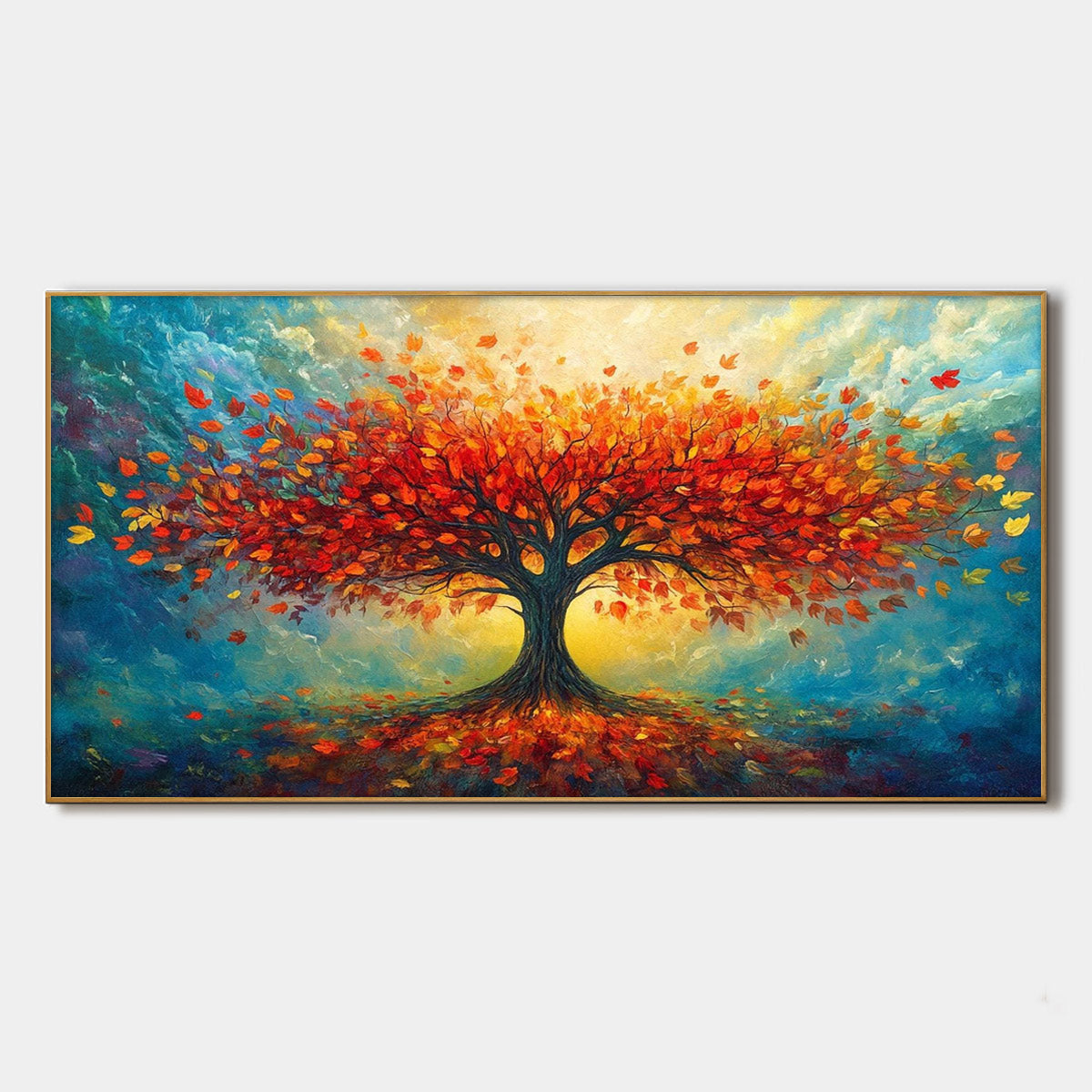Red Tree Impasto Painting | Textured Abstract Landscape Artwork #TC 248