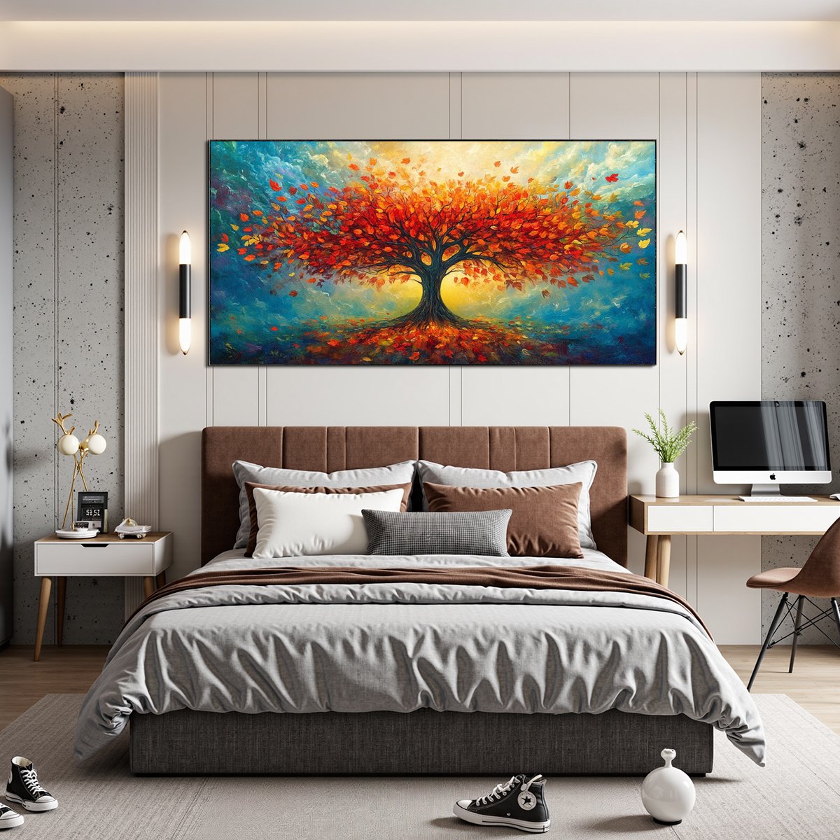 Autumn Tree Oil Painting | Colorful Fall Landscape Wall Art
