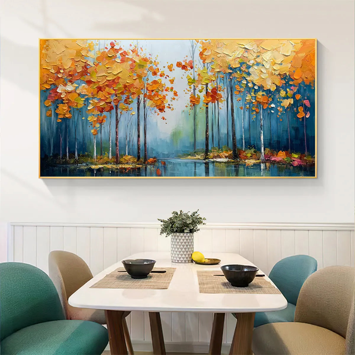 Textured Autumn Forest Oil Painting | Abstract Landscape Wall Art #TC 258
