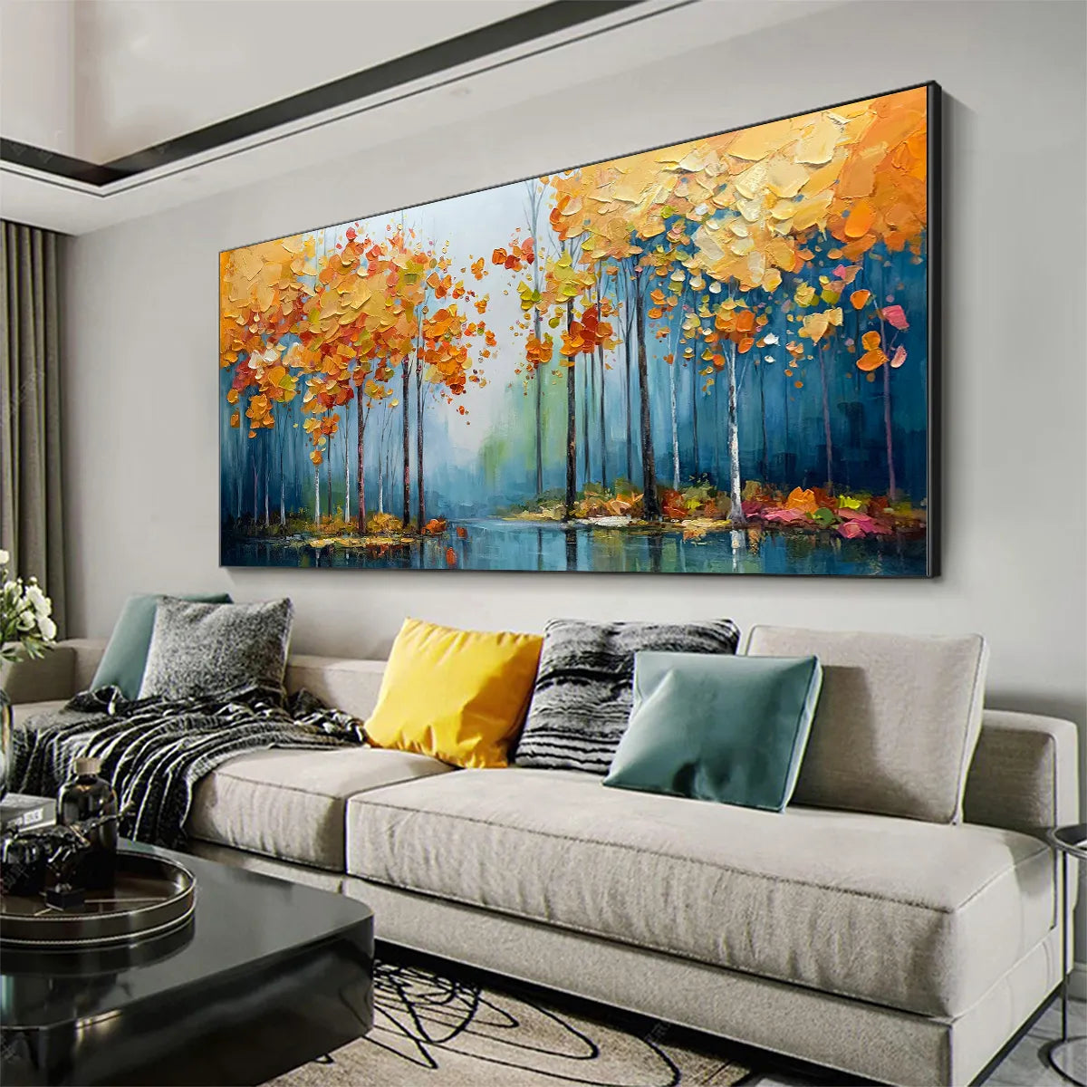 Textured Autumn Forest Oil Painting | Abstract Landscape Wall Art #TC 258