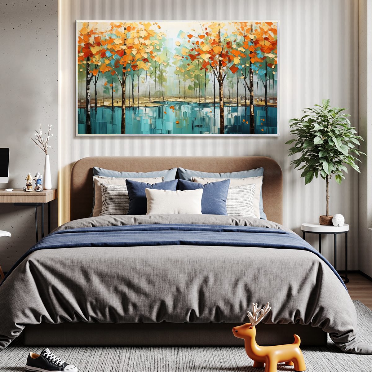 Textured Autumn Forest Oil Painting | Abstract Landscape Wall Art #TC 259