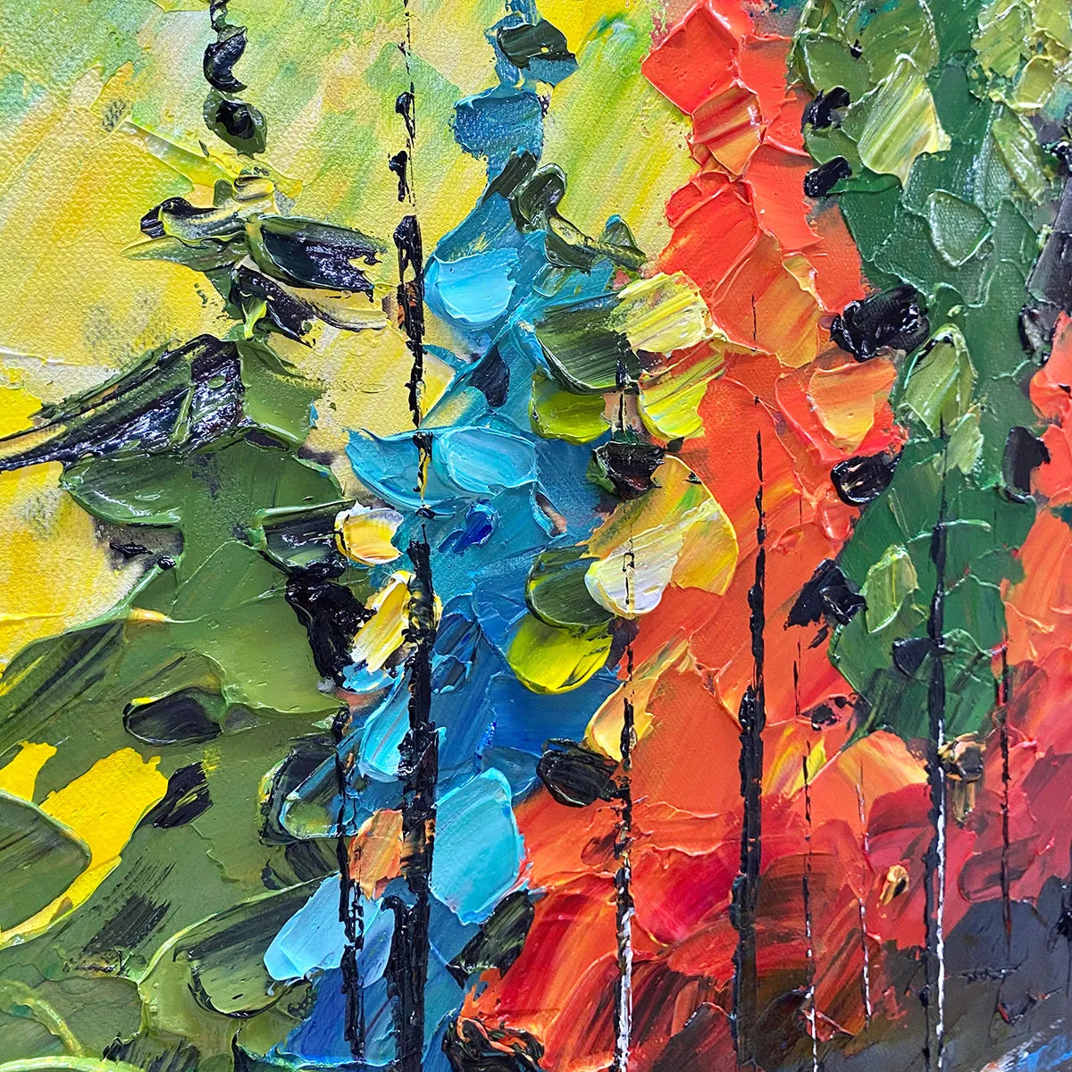 Colorful Impasto Forest Painting | Heavy Texture Palette Knife Art #TC 261