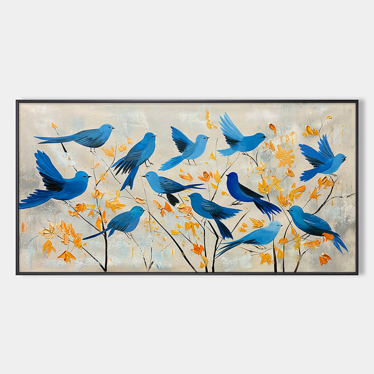 Panoramic Bird Painting | Large Modern Nature Wall Art #ZZ 243