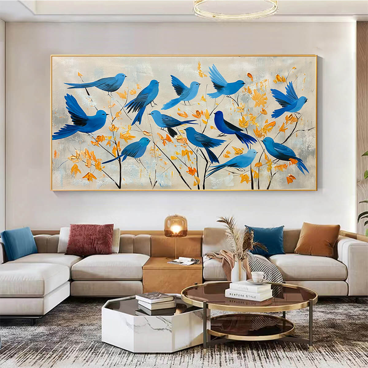 Panoramic Bird Painting | Large Modern Nature Wall Art #ZZ 243