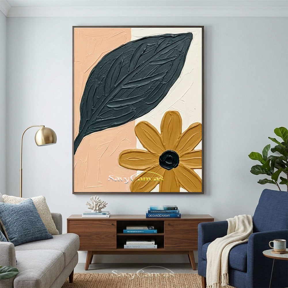 Abstract Floral Textured Oil Painting Modern Canvas Art #AA 545