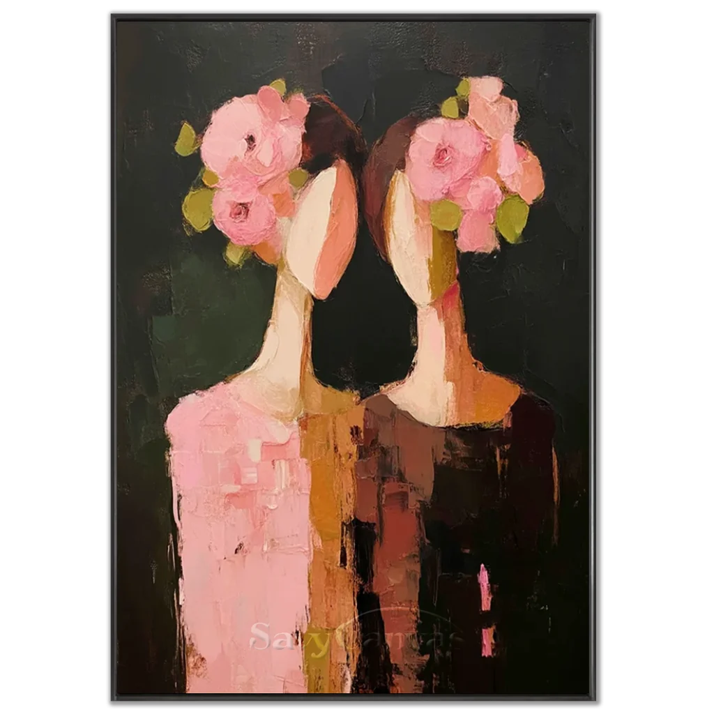 Handcrafted Abstract Floral People Oil Painting #SS 305