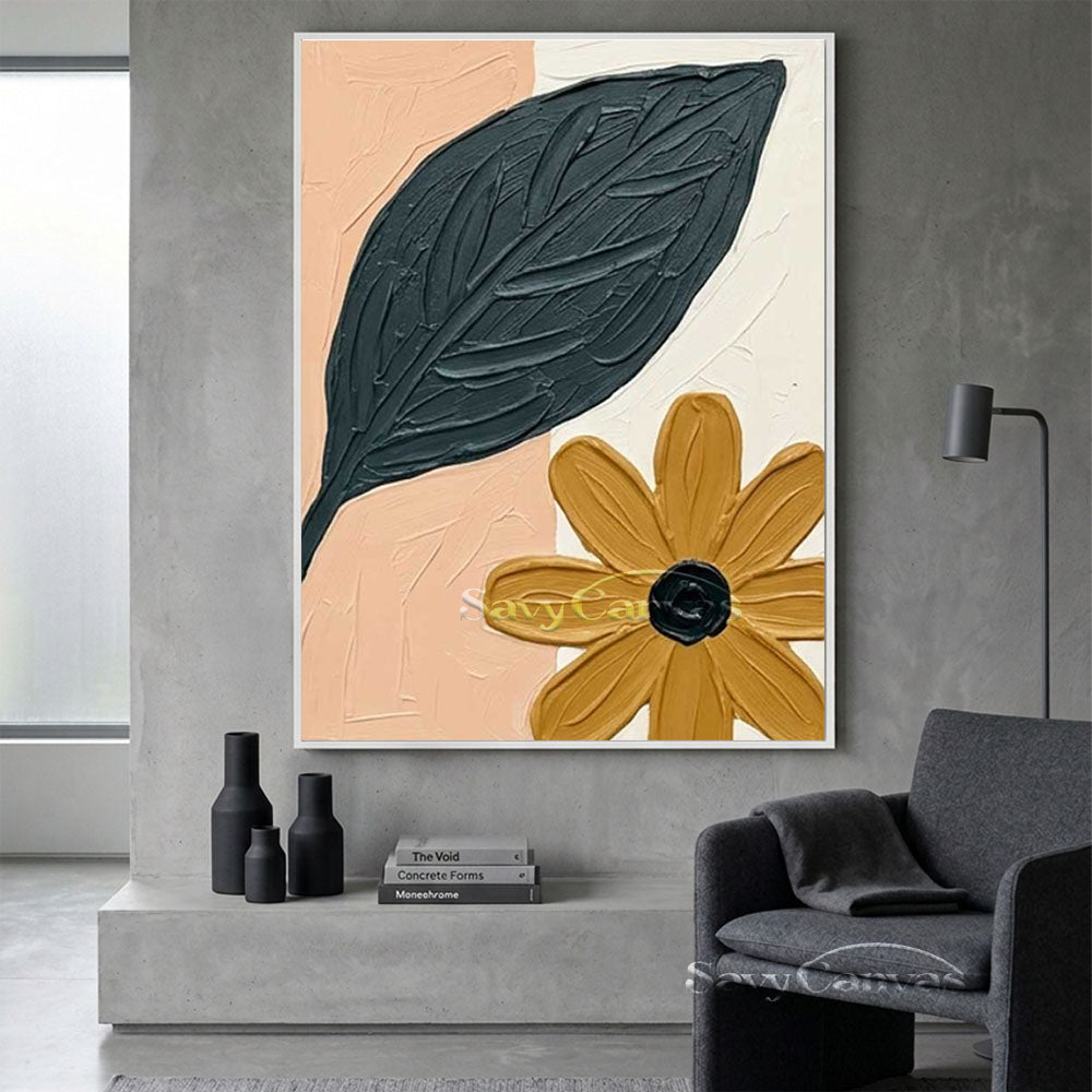 Abstract Floral Textured Oil Painting Modern Canvas Art #AA 545