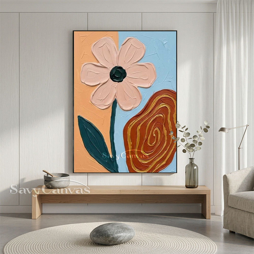 Abstract Floral Swirl Textured Oil Painting Canvas Art #AA 546