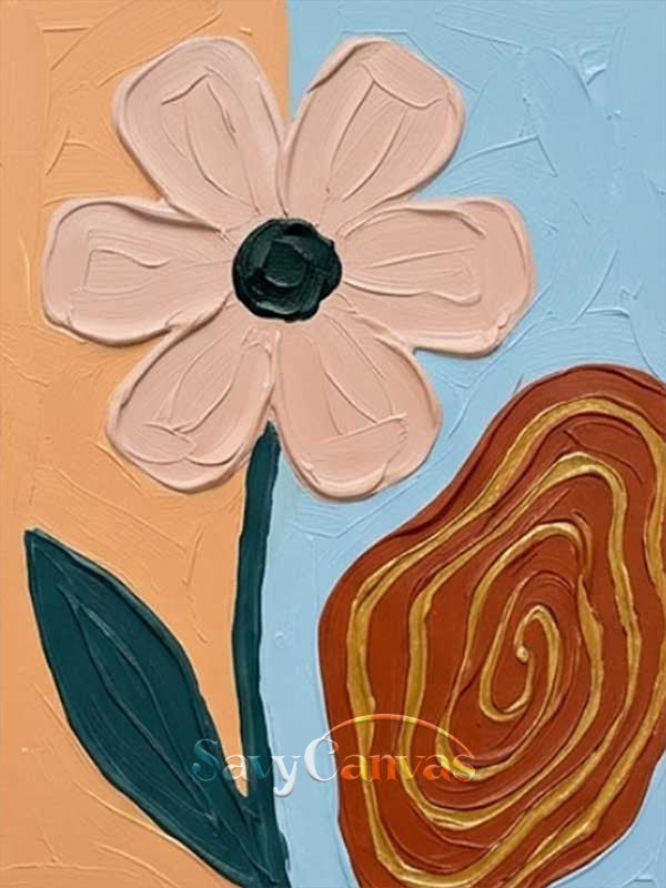 Abstract Floral Swirl Textured Oil Painting Canvas Art #AA 546