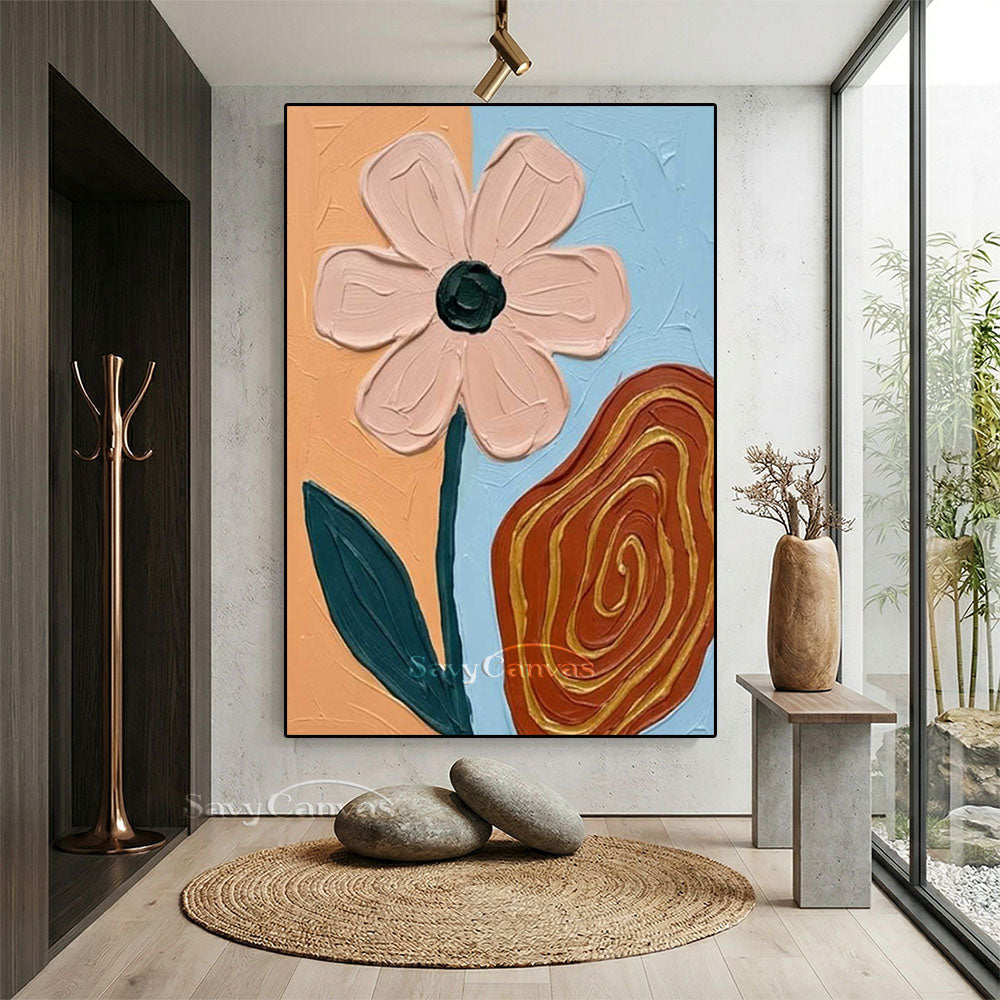 Abstract Floral Swirl Textured Oil Painting Canvas Art #AA 546