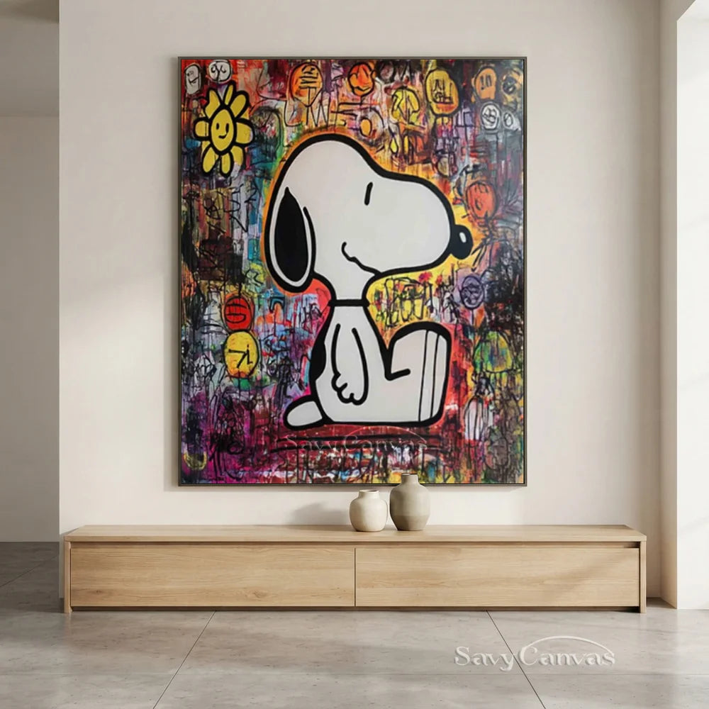 Abstract Graffiti Snoopy Pop Art Hand-painted Canvas #SS 258