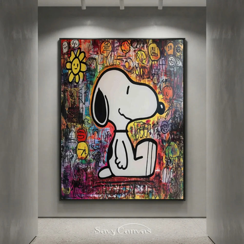 Abstract Graffiti Snoopy Pop Art Hand-painted Canvas #SS 258