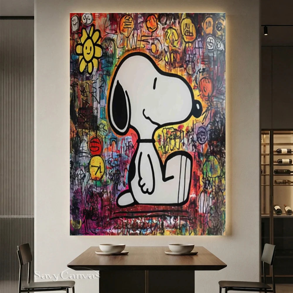 Abstract Graffiti Snoopy Pop Art Hand-painted Canvas #SS 258