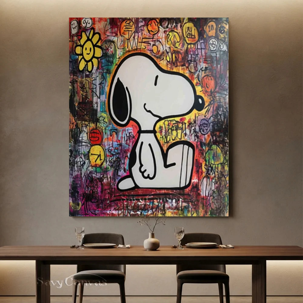 Abstract Graffiti Snoopy Pop Art Hand-painted Canvas #SS 258